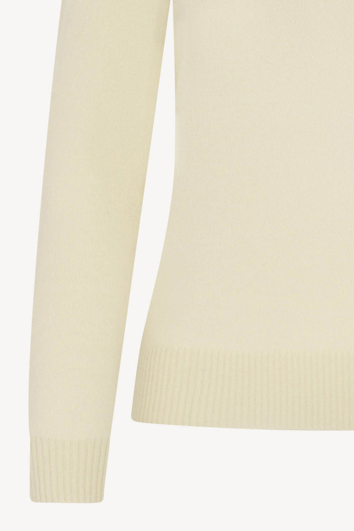 Dolcevita in Maglia Rasata in Puro Cashmere Latte