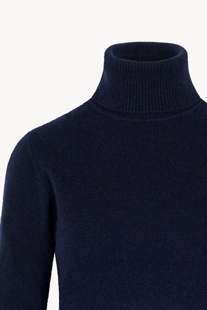 Dolcevita in Maglia Rasata in Puro Cashmere Notte