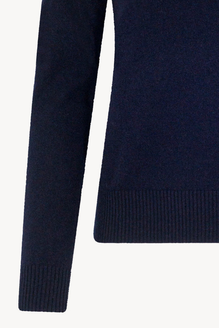 Dolcevita in Maglia Rasata in Puro Cashmere Notte