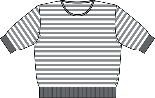 Girocollo Mezza Manica Righe Cotone - Seta - Cashmere