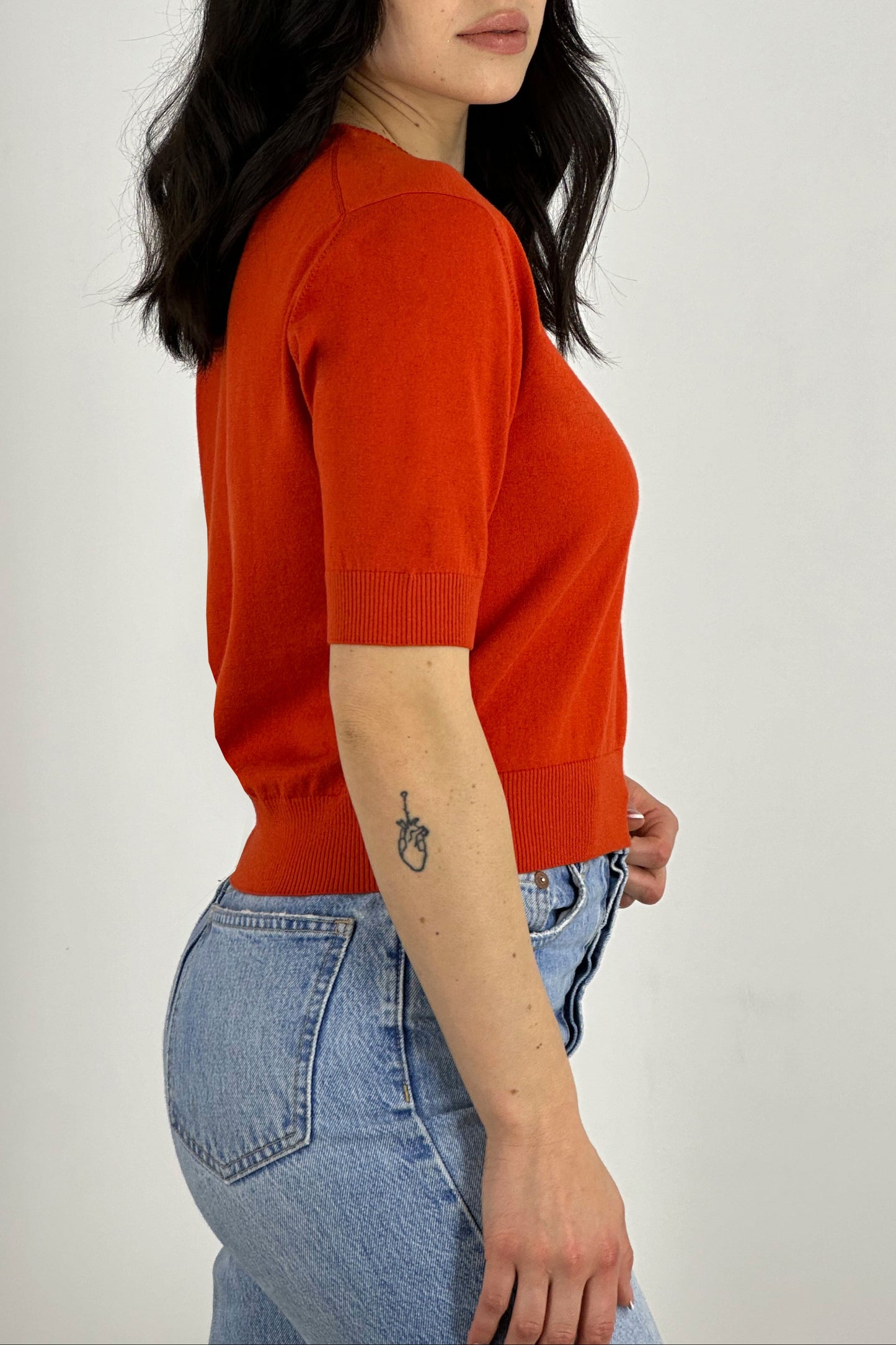 Cotton - Silk - Cashmere Crew Neck Half Sleeves