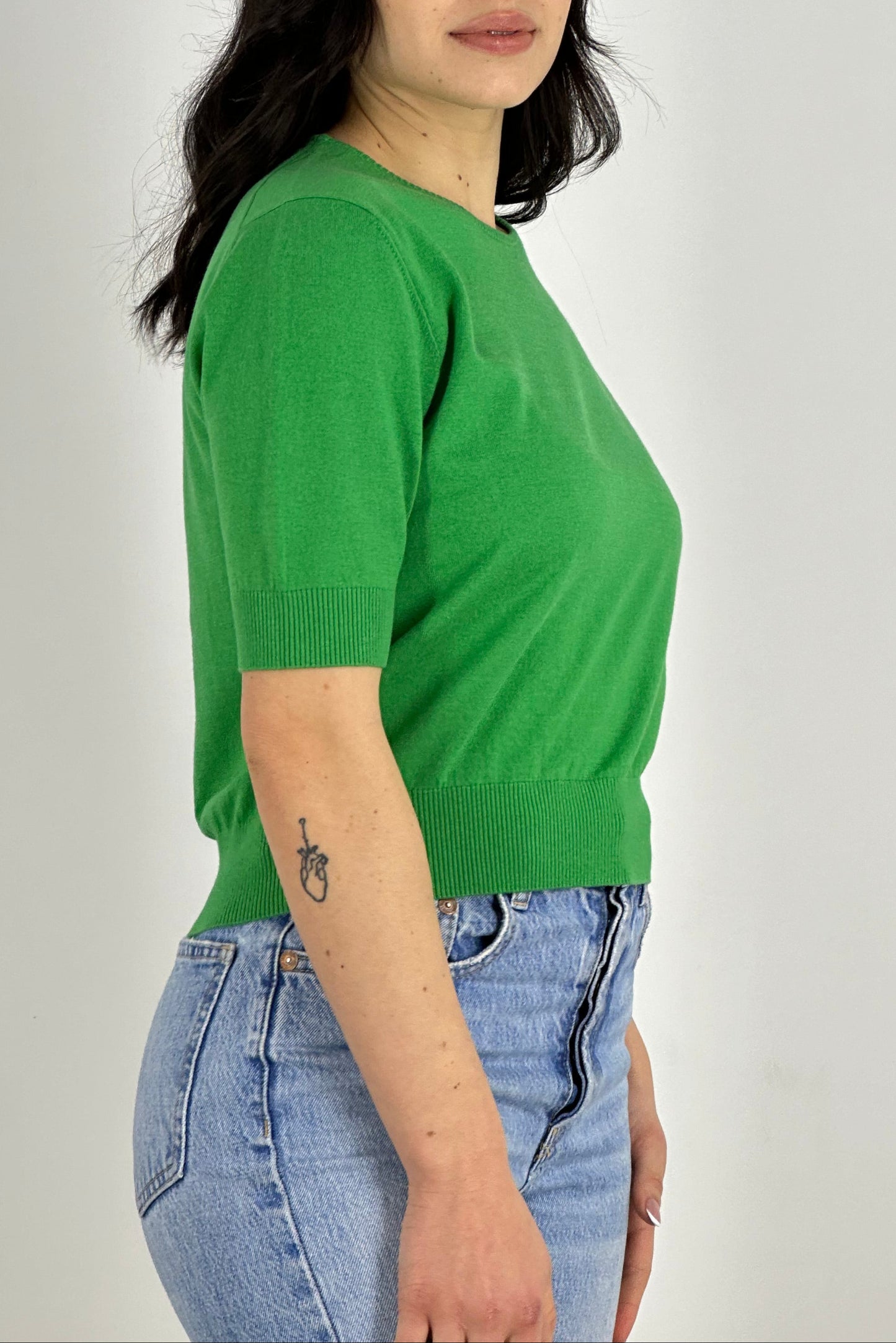 Cotton - Silk - Cashmere Crew Neck Half Sleeves
