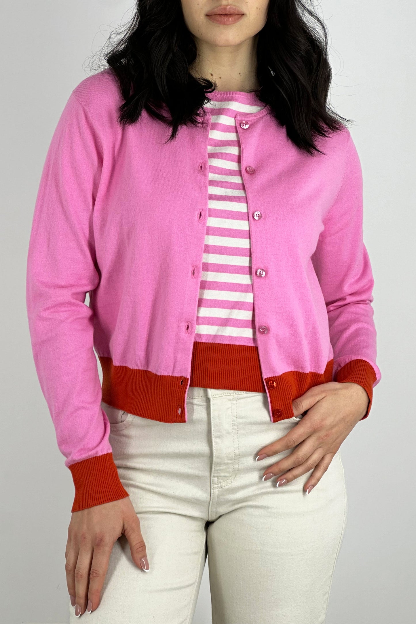 Girocollo Mezza Manica Righe Cotone - Seta - Cashmere