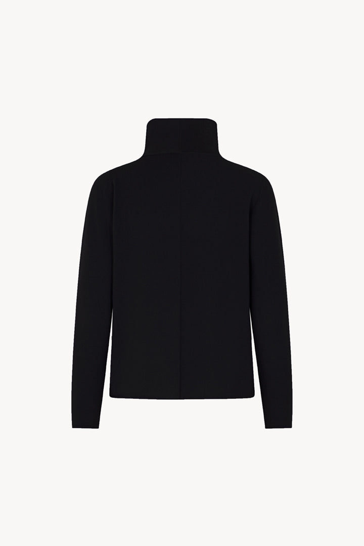 Maglia Lupetto Dritto-Rovescio in Puro Cashmere Nero