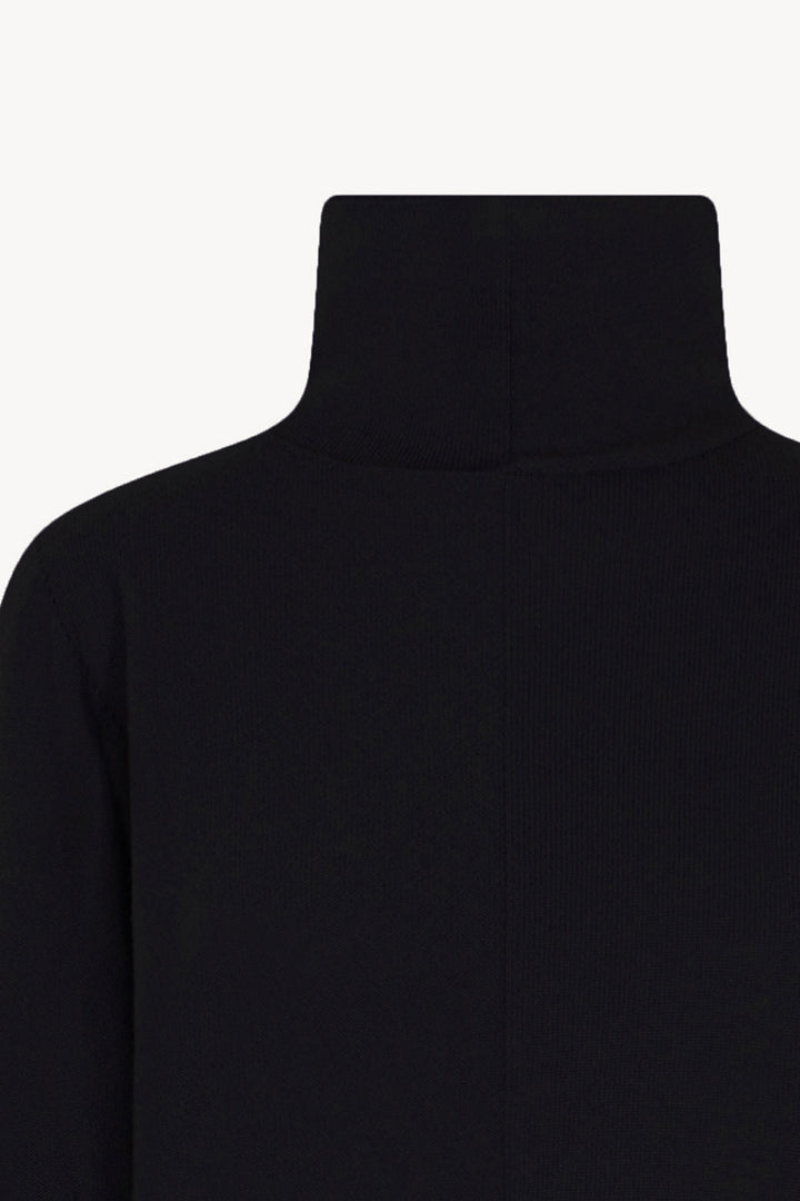 Maglia Lupetto Dritto-Rovescio in Puro Cashmere Nero