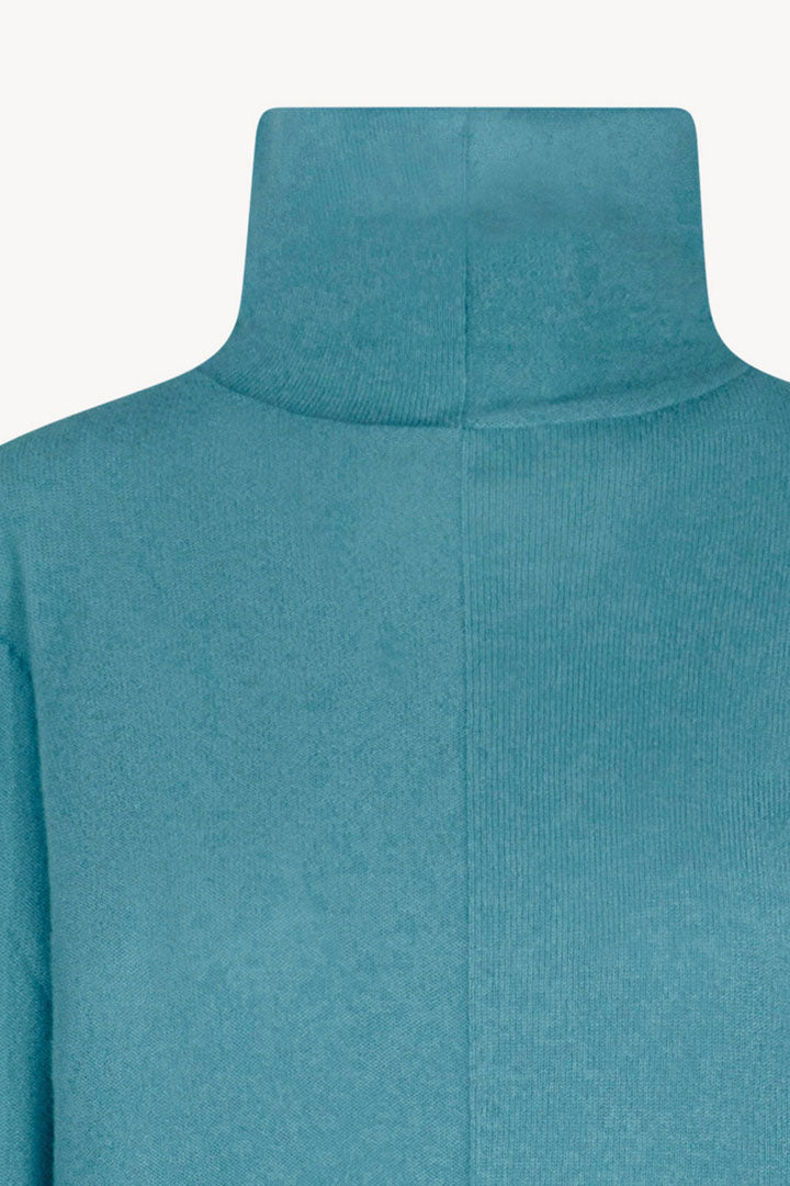 Maglia Lupetto Dritto-Rovescio in Puro Cashmere Turchese