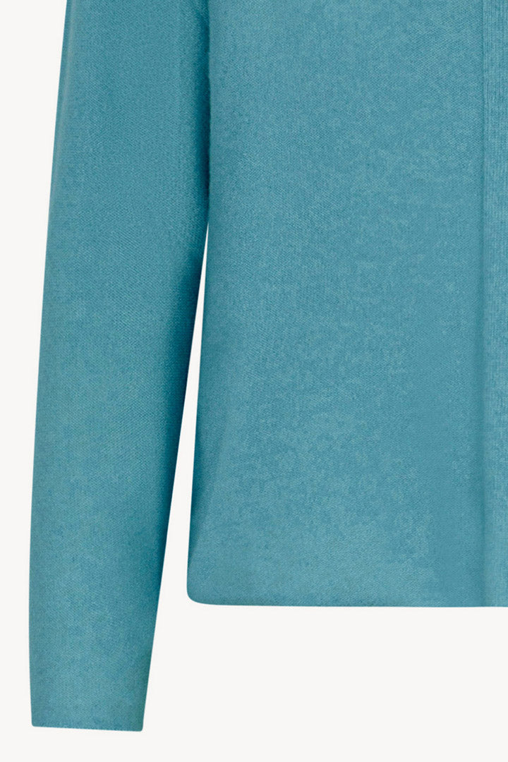 Maglia Lupetto Dritto-Rovescio in Puro Cashmere Turchese
