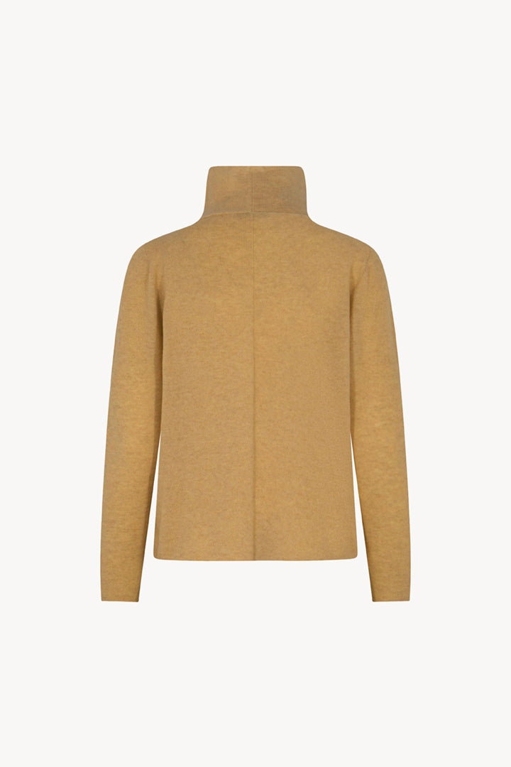 Maglia Lupetto Dritto-Rovescio in Puro Cashmere Cammello