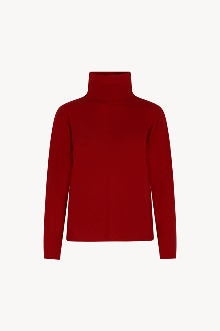 Maglia Lupetto Dritto-Rovescio in Puro Cashmere Rubino