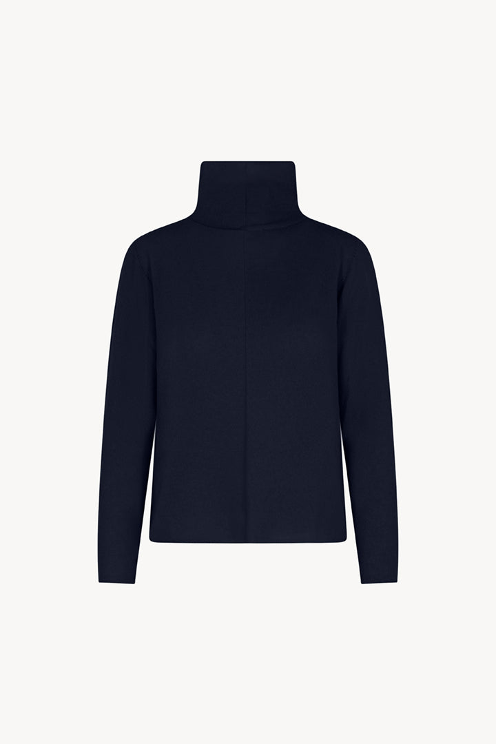 Maglia Lupetto Dritto-Rovescio in Puro Cashmere Notte