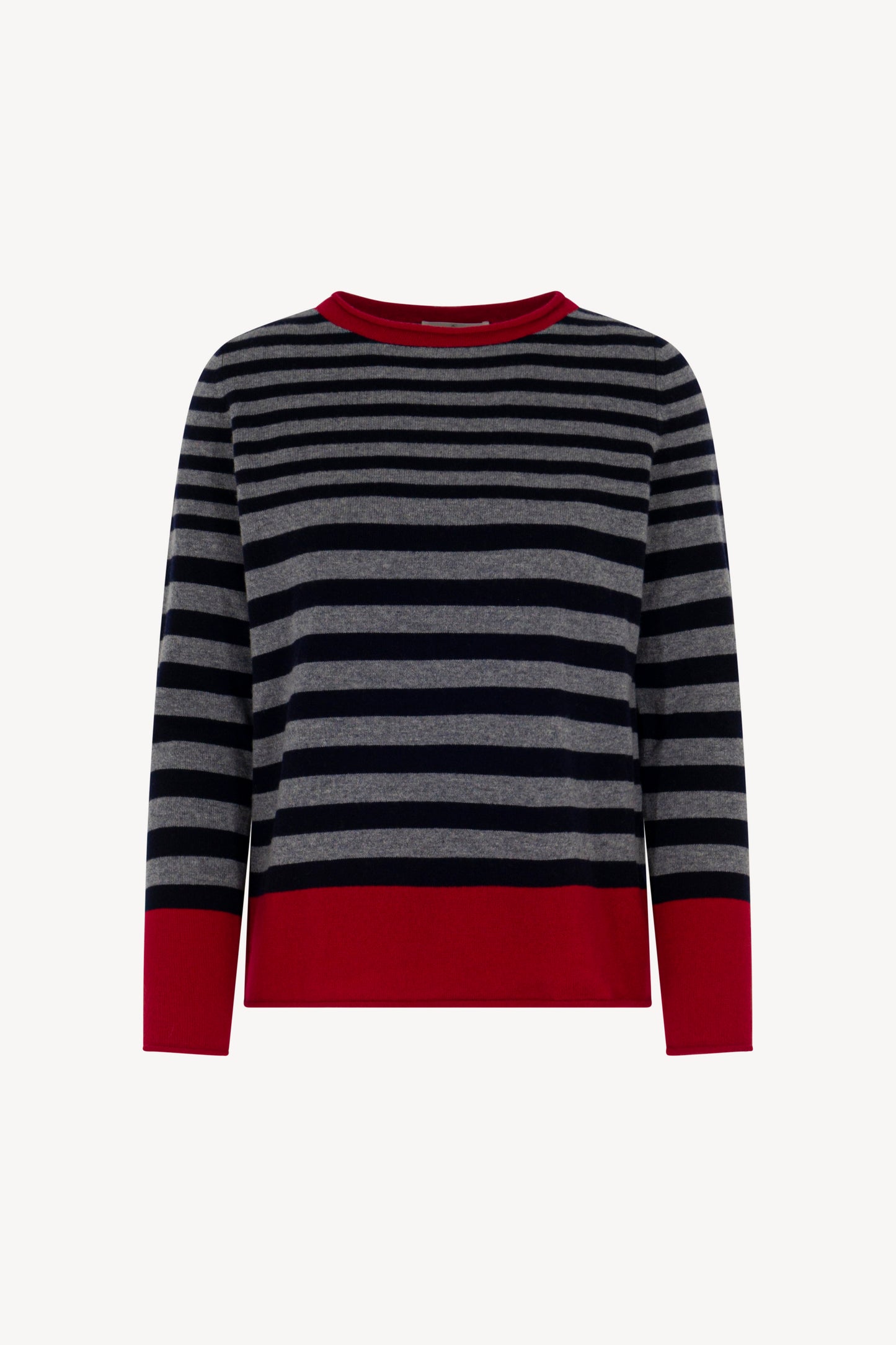 Pure Cashmere Striped Crew Neck Sweater