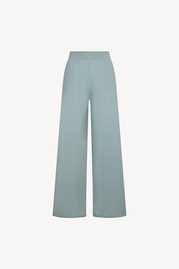 Pantaloni Ampi in Puro Cashmere Acquamarina