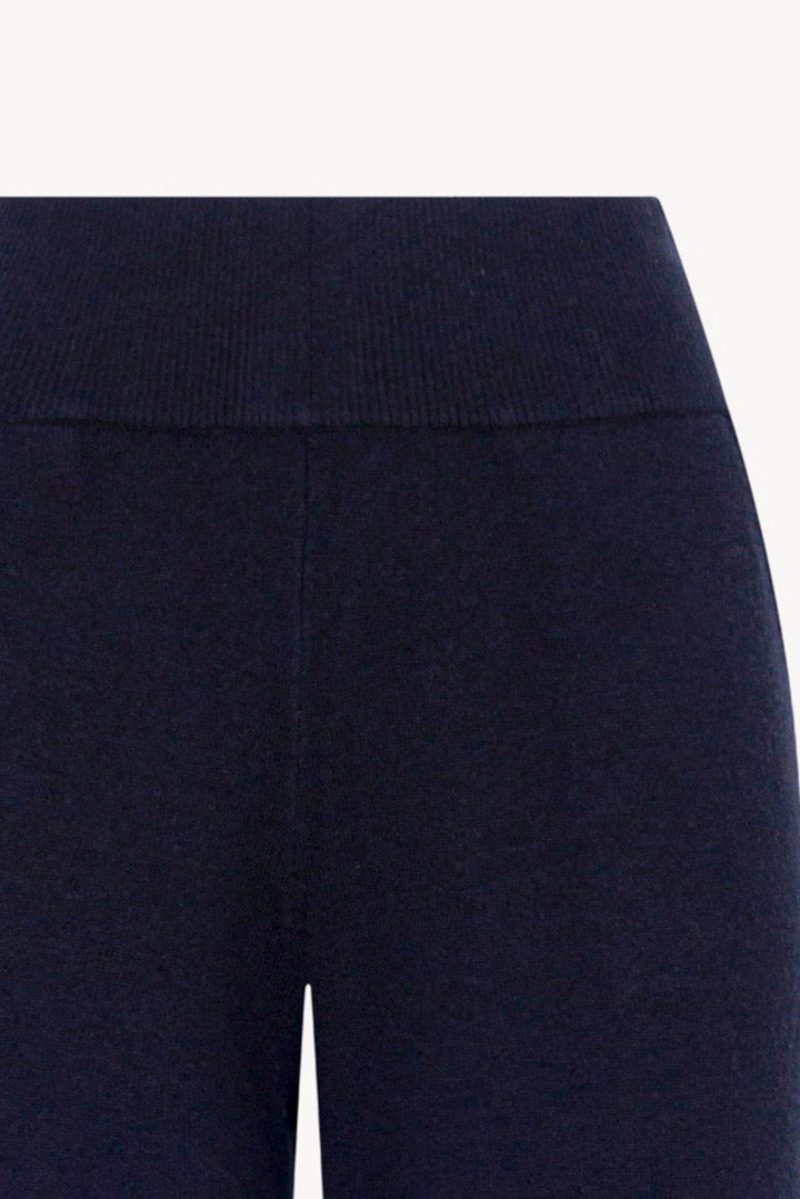 Pantaloni Ampi in Puro Cashmere Notte