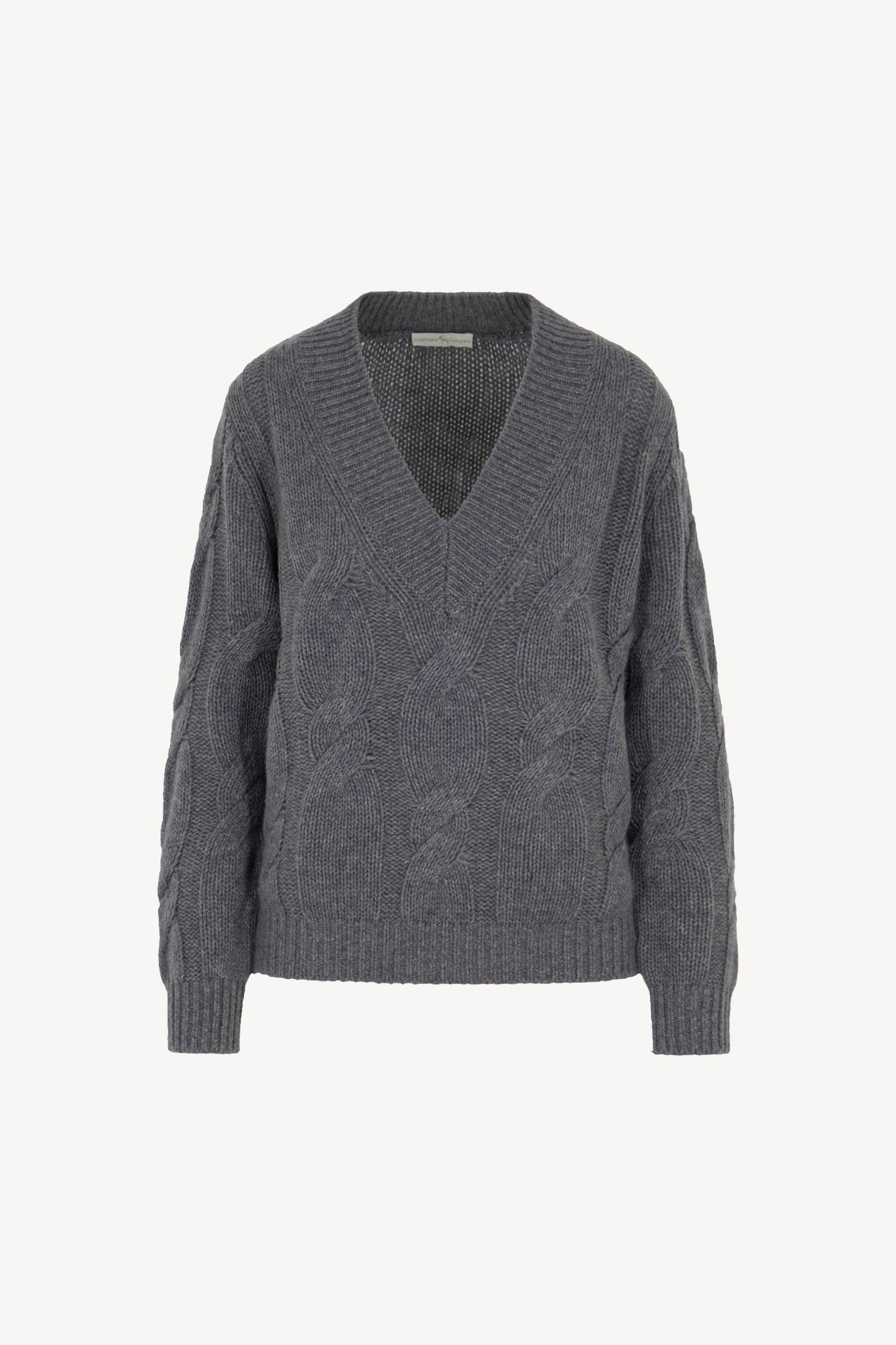 Pure Cashmere V- Neck Cable Knit Sweater