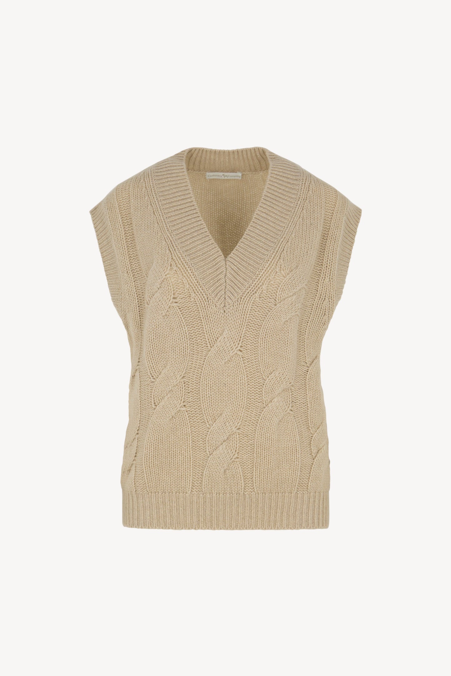 Pure Cashmere Sleeveless Cable Knit Sweater