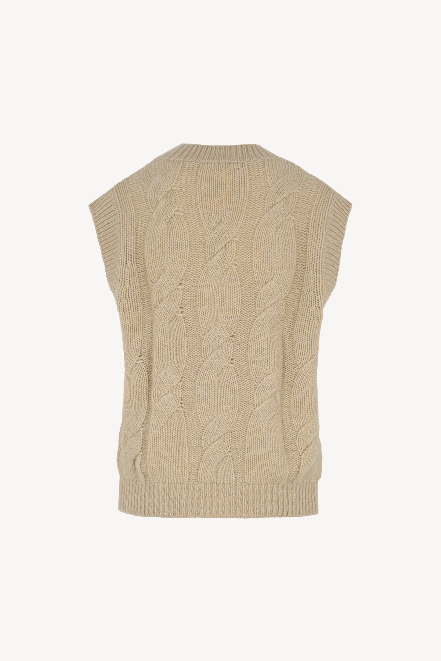 Pure Cashmere Sleeveless Cable Knit Sweater