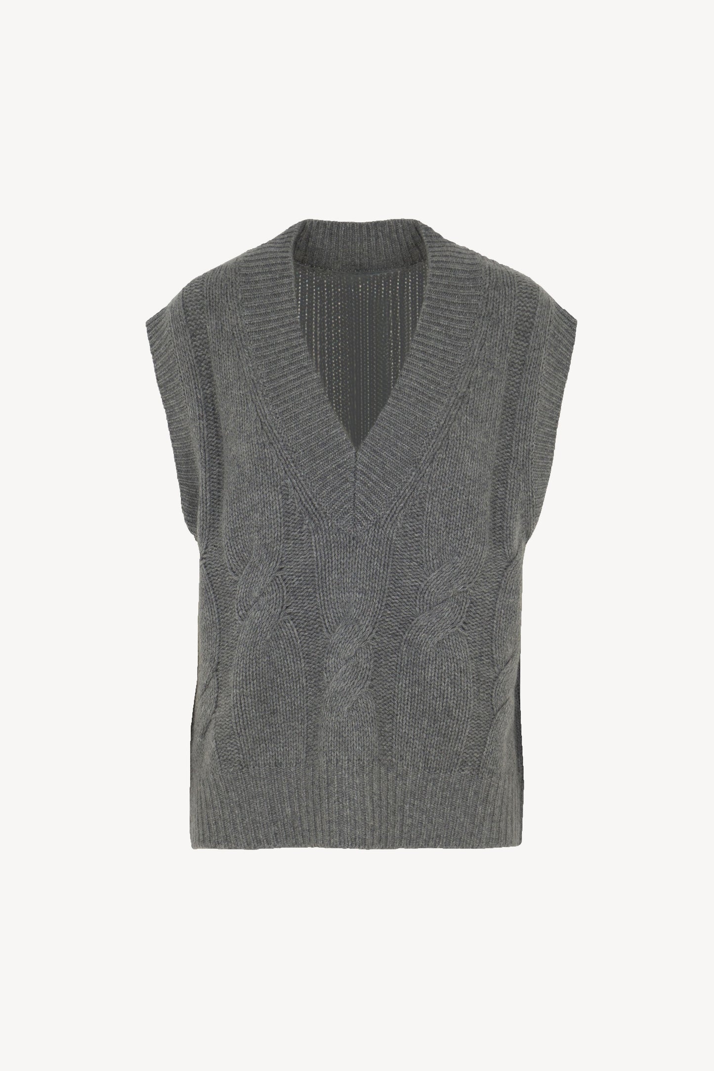 Pure Cashmere Sleeveless Cable Knit Sweater