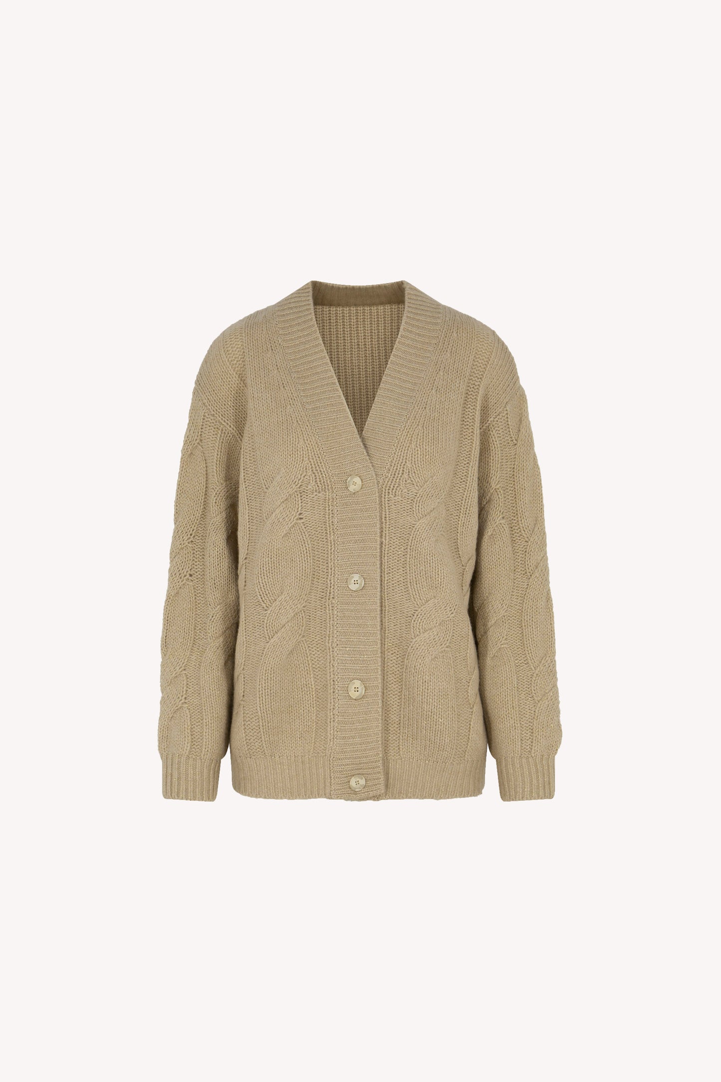 Lurex Pure Cashmere Cable Knit Cardigan