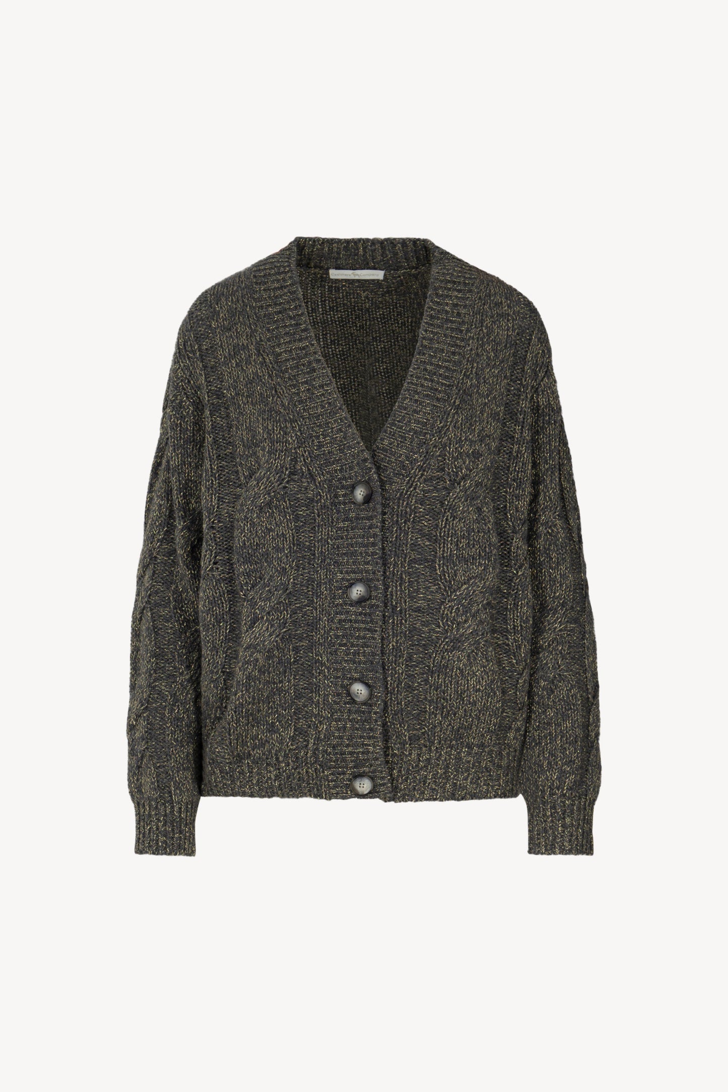Lurex Pure Cashmere Cable Knit Cardigan