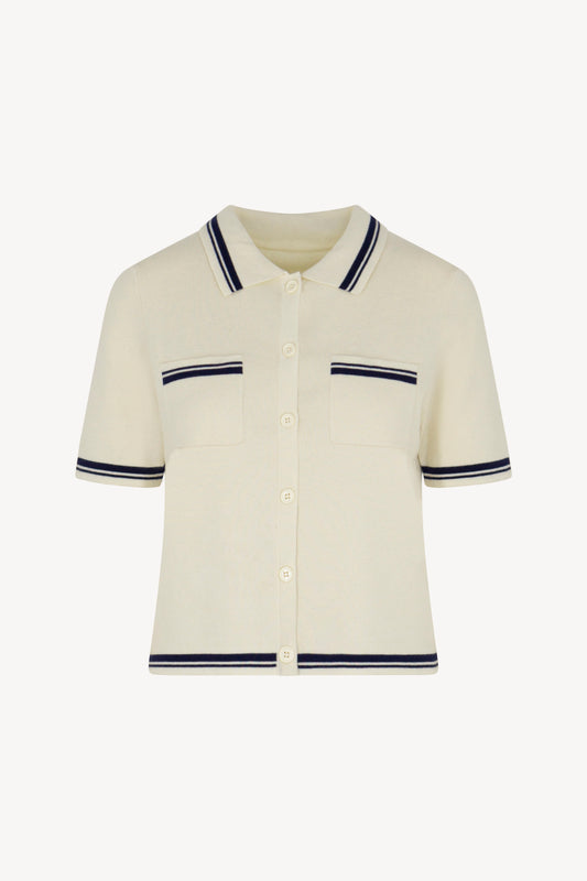 Two-tone Cotton - Silk - Cashmere Short-Sleeve Shirt