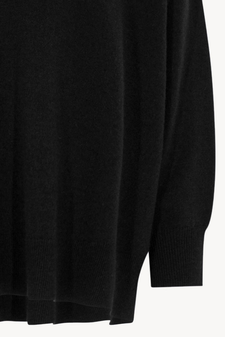Maglia Over Collo a Scialle in Puro Cashmere Nero