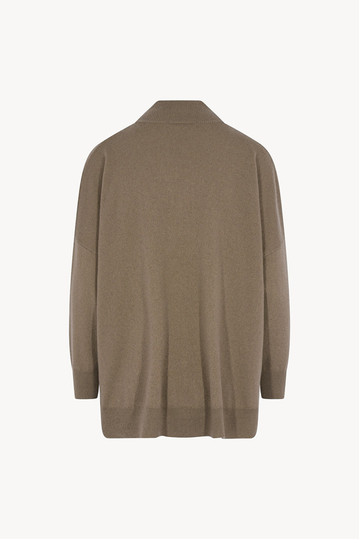 Maglia Over Collo a Scialle in Puro Cashmere Dune
