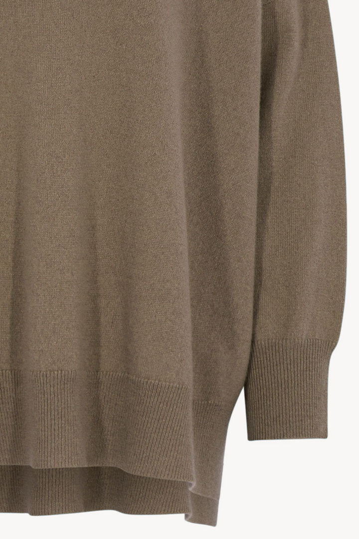 Maglia Over Collo a Scialle in Puro Cashmere Dune