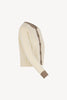 Cardigan con Bordi a Contrasto in Puro Cashmere Latte