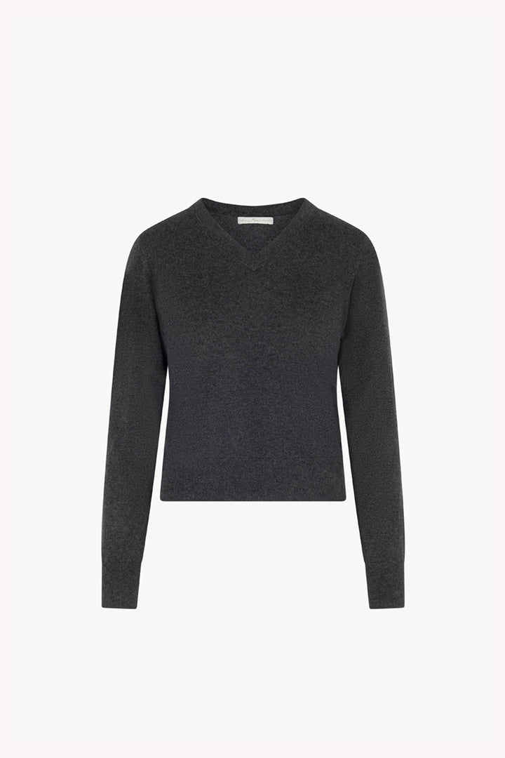 Maglia Scollo a V in Seta Cashmere Extrafine Grigio