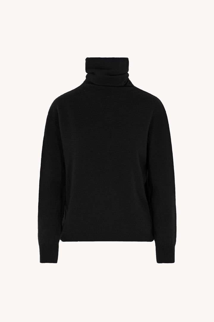 Maglia a Collo Alto in Puro Cashmere Garzato Nero