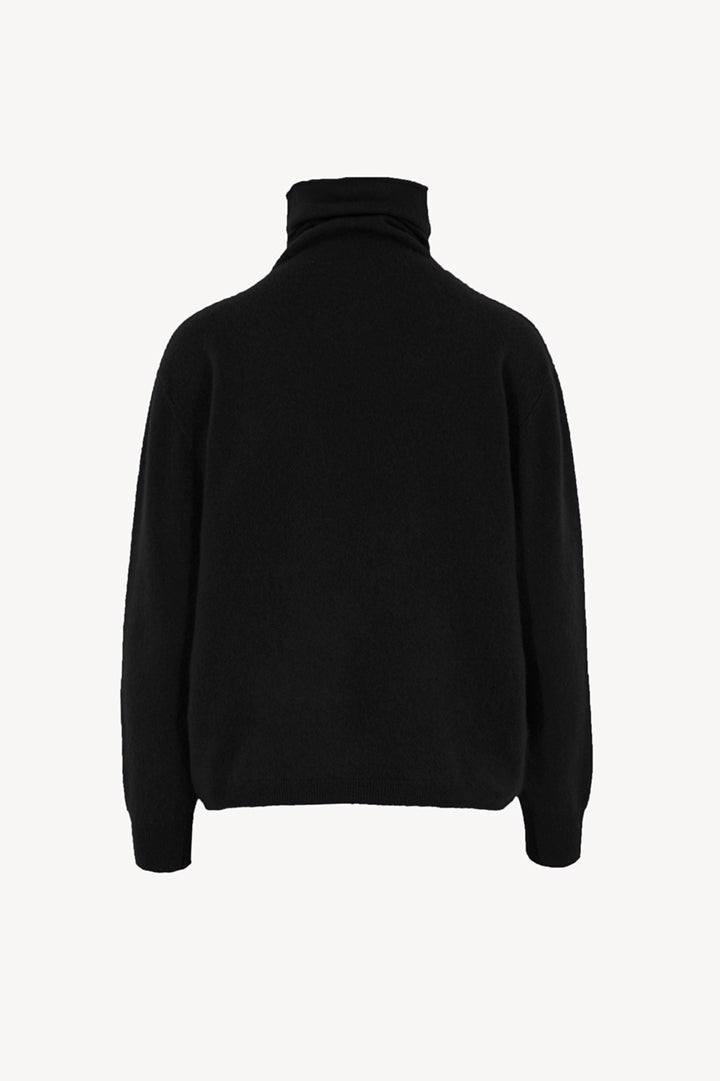 Maglia a Collo Alto in Puro Cashmere Garzato Nero