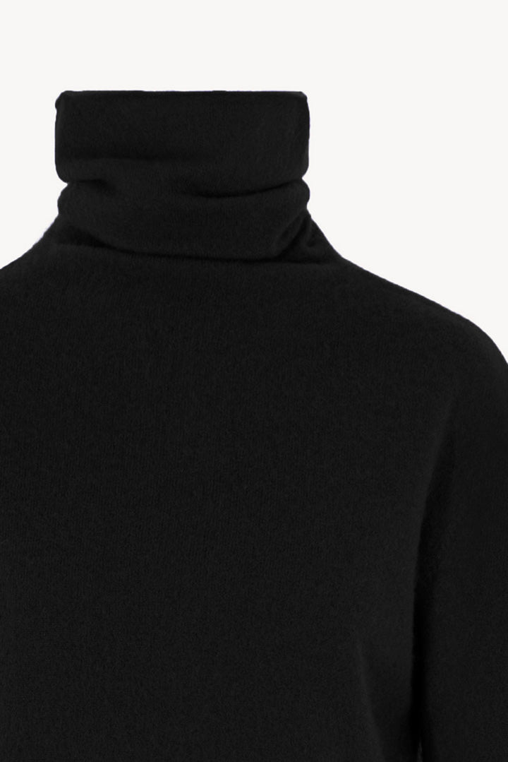 Maglia a Collo Alto in Puro Cashmere Garzato Nero