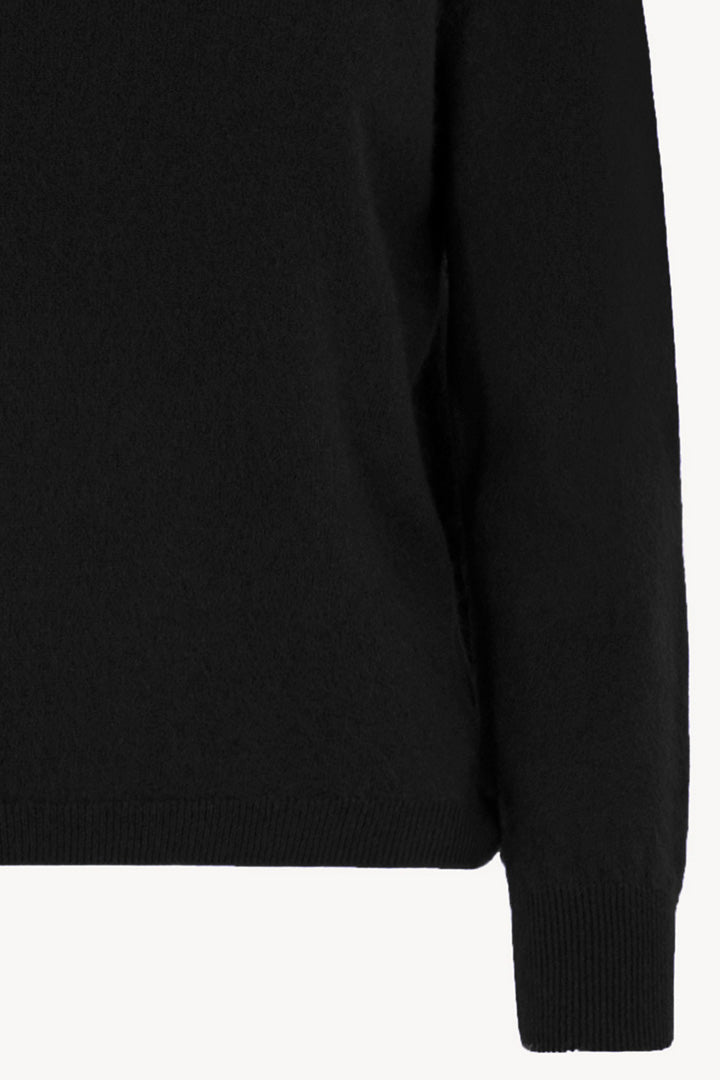 Maglia a Collo Alto in Puro Cashmere Garzato Nero