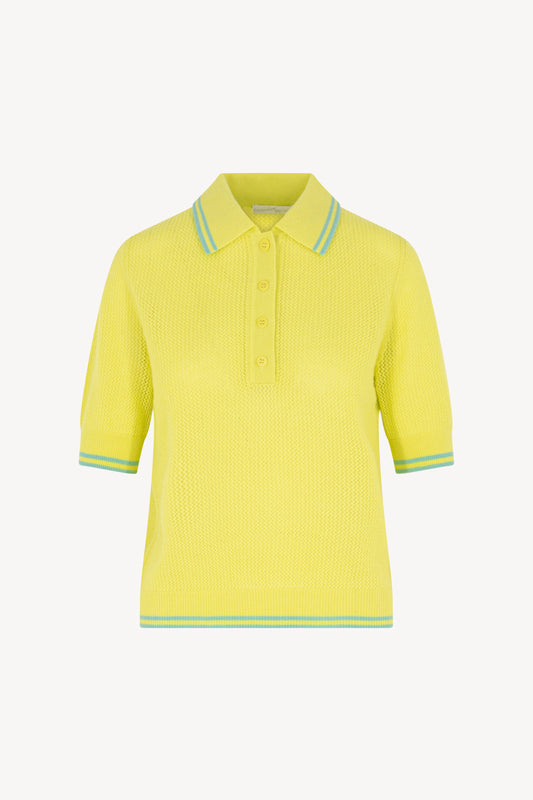 Pure Cashmere Half-Sleeve Mesh Polo Shirt