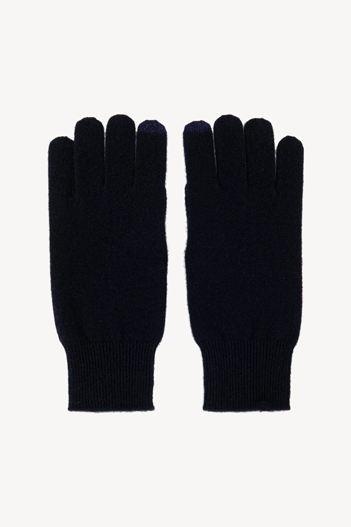 Guanti con Toucscreen in Puro Cashmere Navy