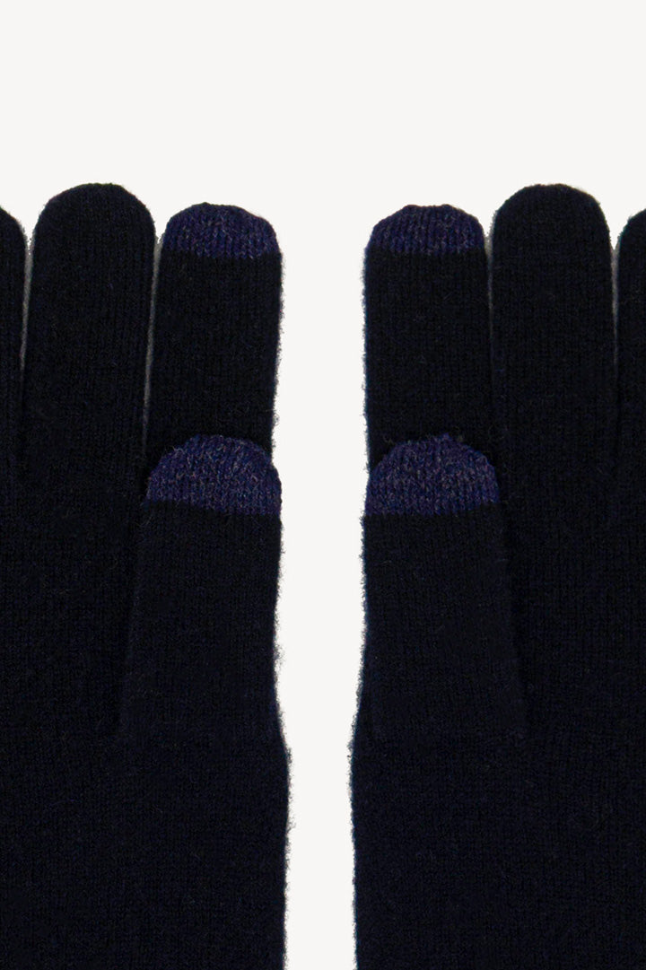Guanti con Toucscreen in Puro Cashmere Navy