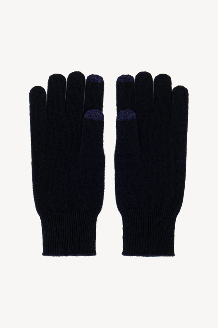 Guanti con Toucscreen in Puro Cashmere Navy