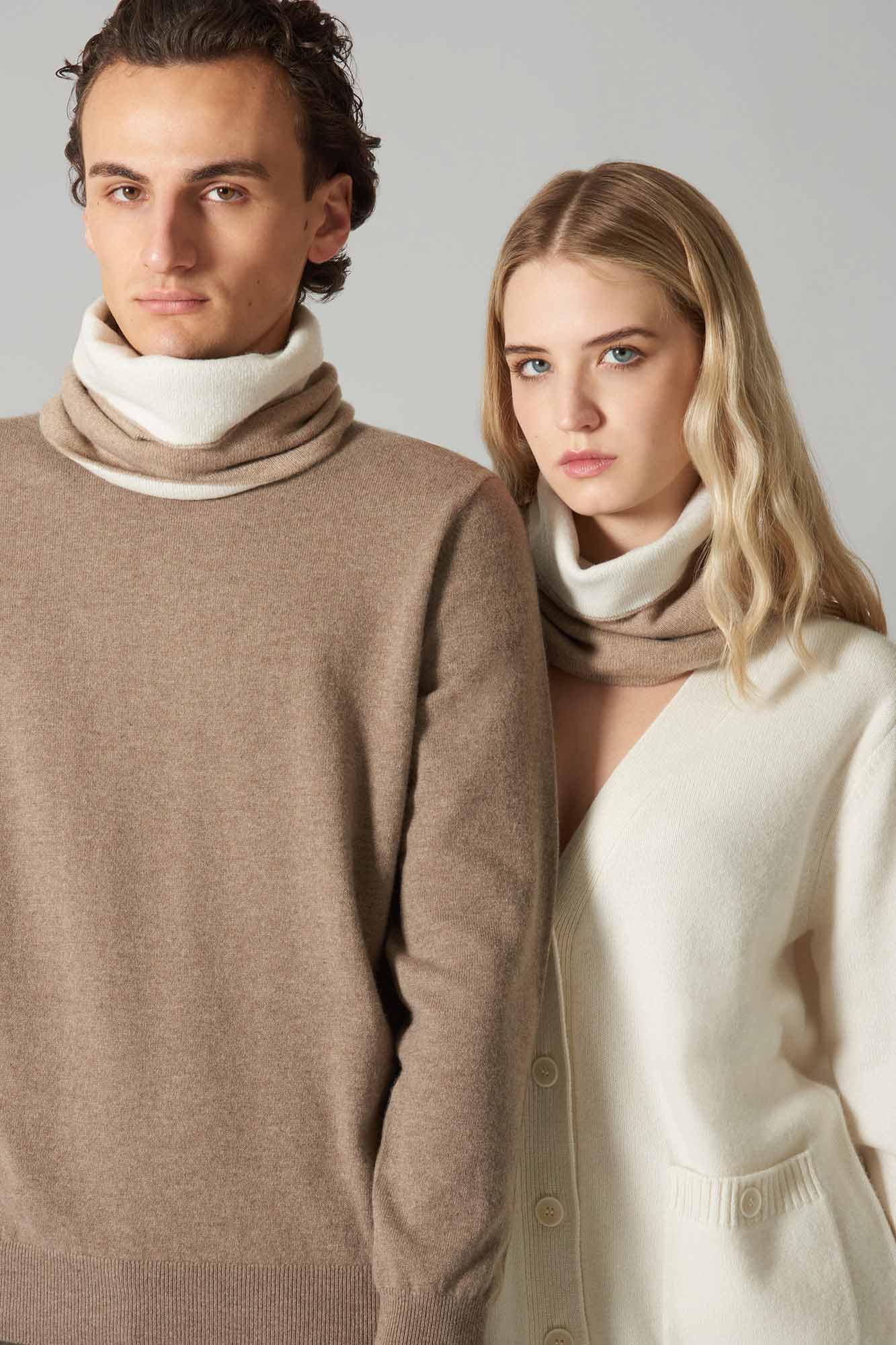 Scaldacollo Reversibile Unisex in Puro Cashmere Notte-Acero