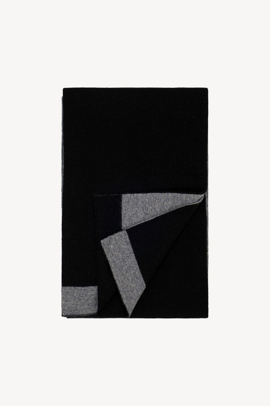 Sciarpa Tubolare Bicolore Unisex in Puro Cashmere Nero-derby