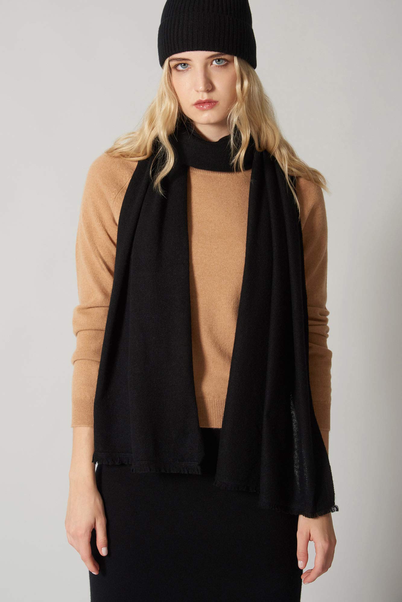 Stola Velo in Puro Cashmere Nero