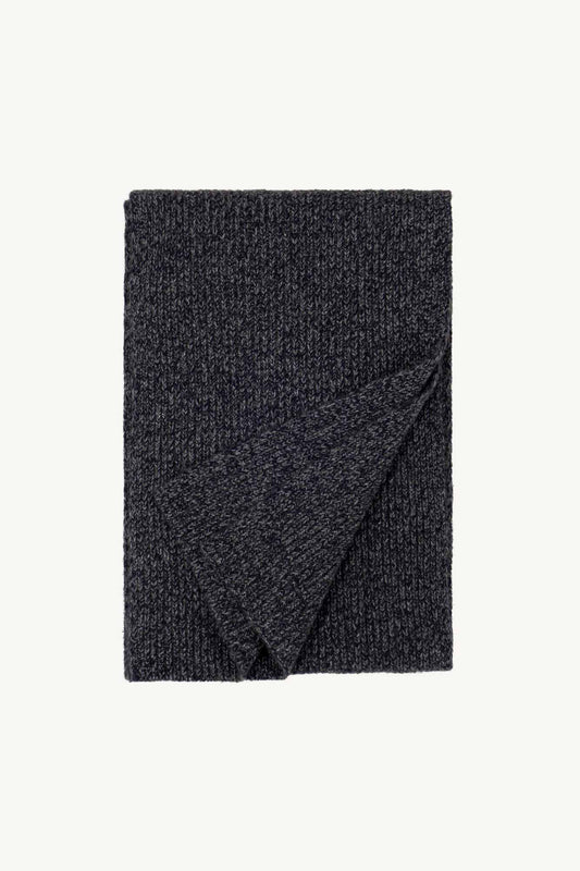 Sciarpa Unisex a Costa Inglese in Puro Cashmere Moulinè Notte
