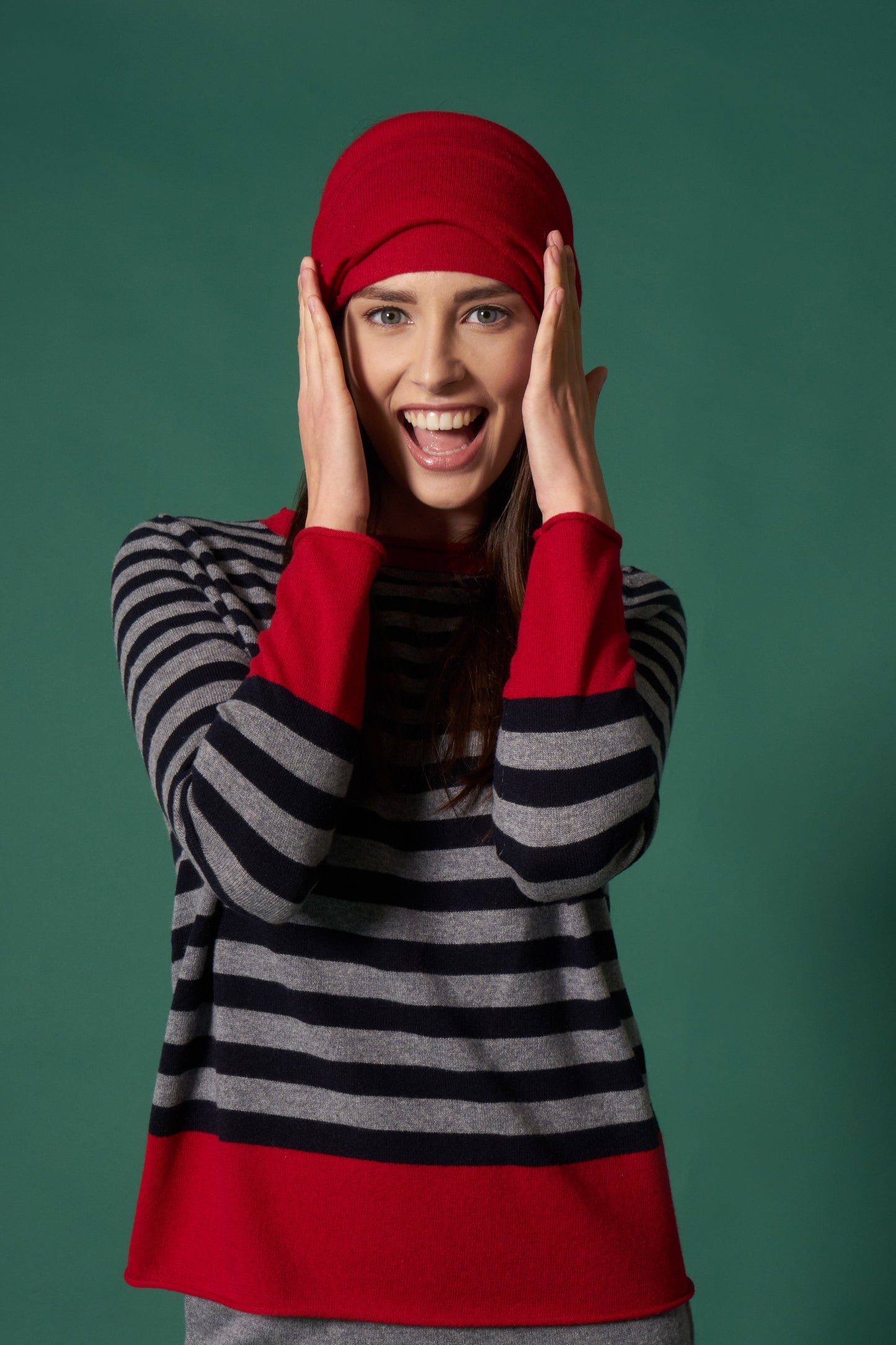 Pure Cashmere Striped Crew Neck Sweater