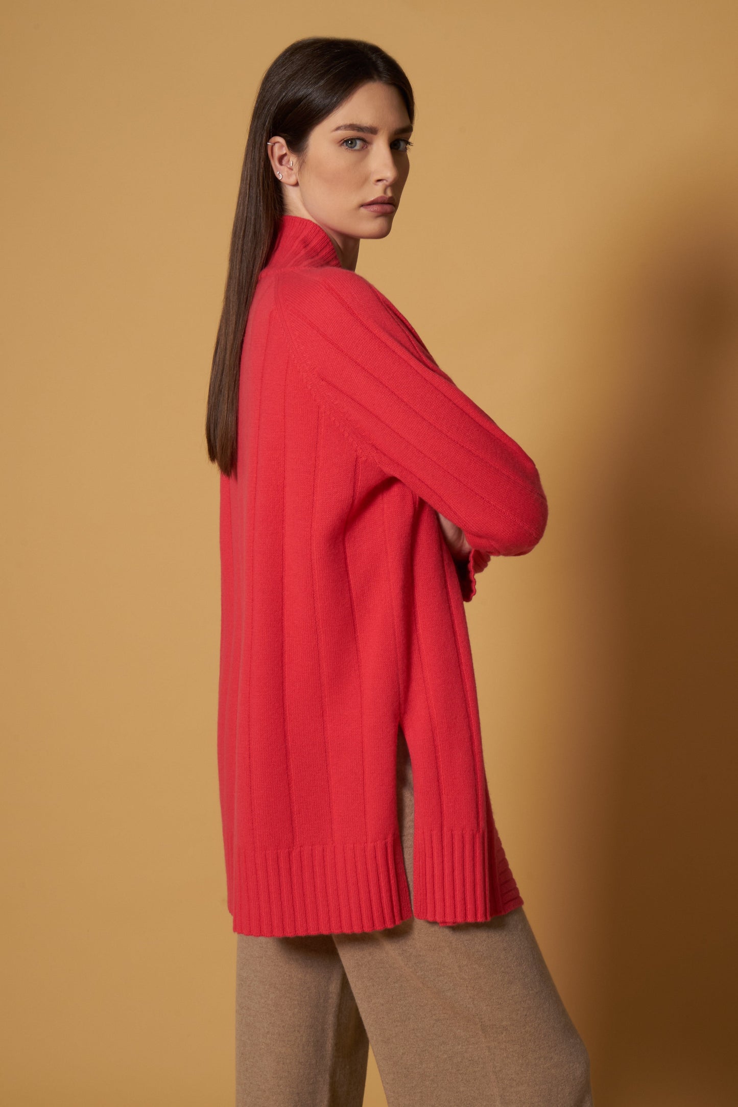 Pure Cashmere Wide Ribbed Cardigan