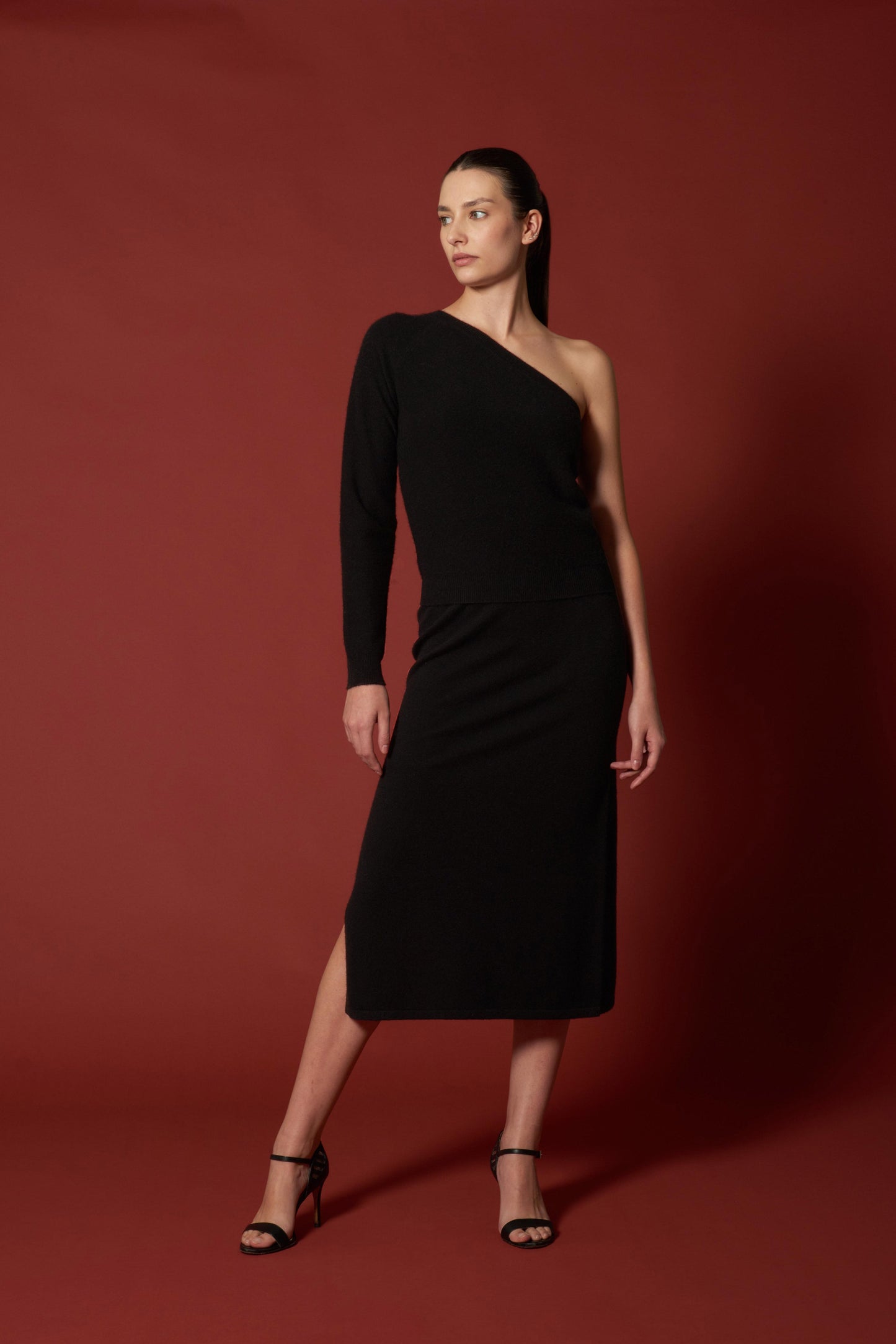 Pure Cashmere Tube Slit Skirt