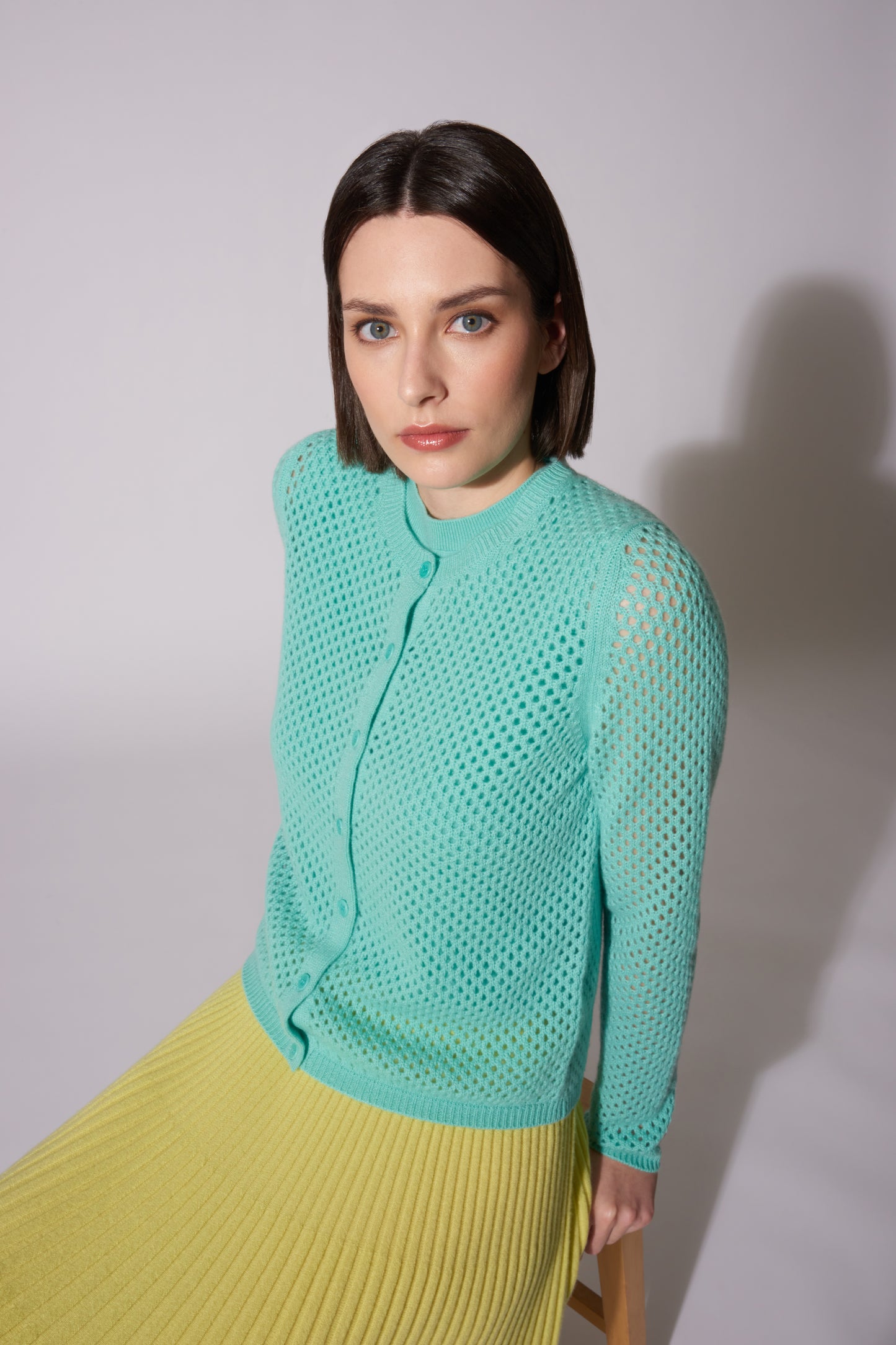 Cardigan rete Puro Cashmere