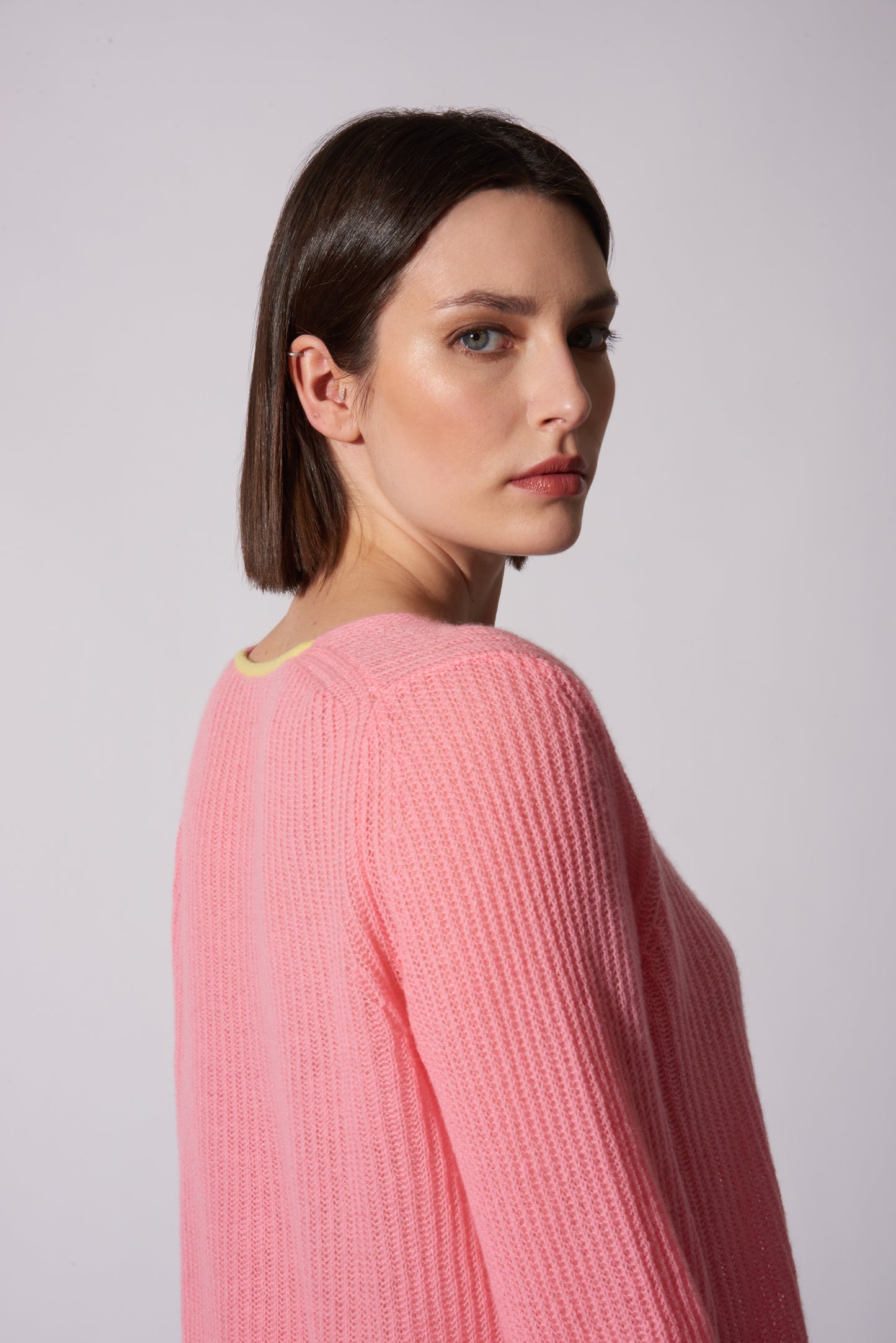 Pure Cashmere Ribbed V-Neck Sweater