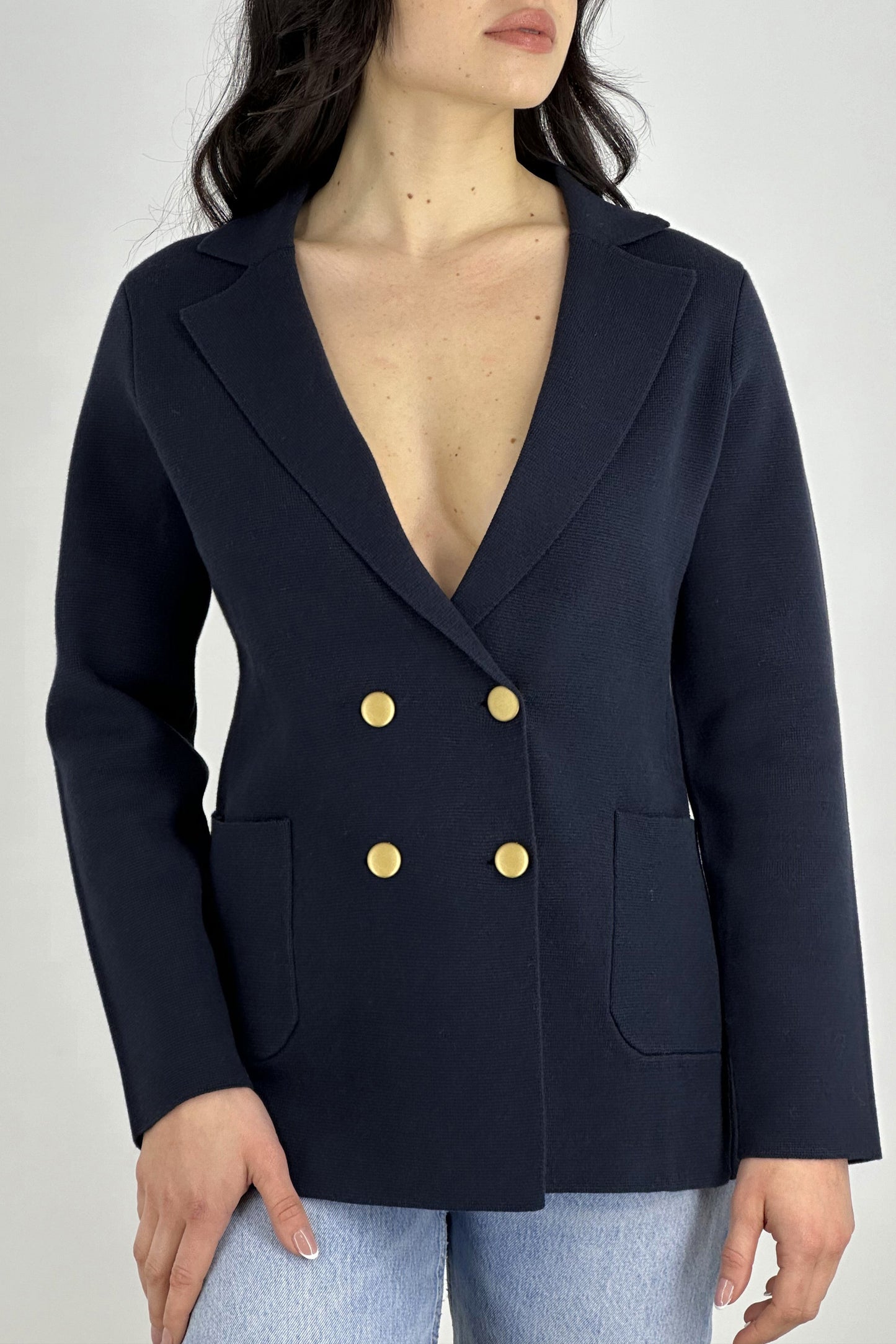 Cotton - Cashmere Double Breasted Blazer