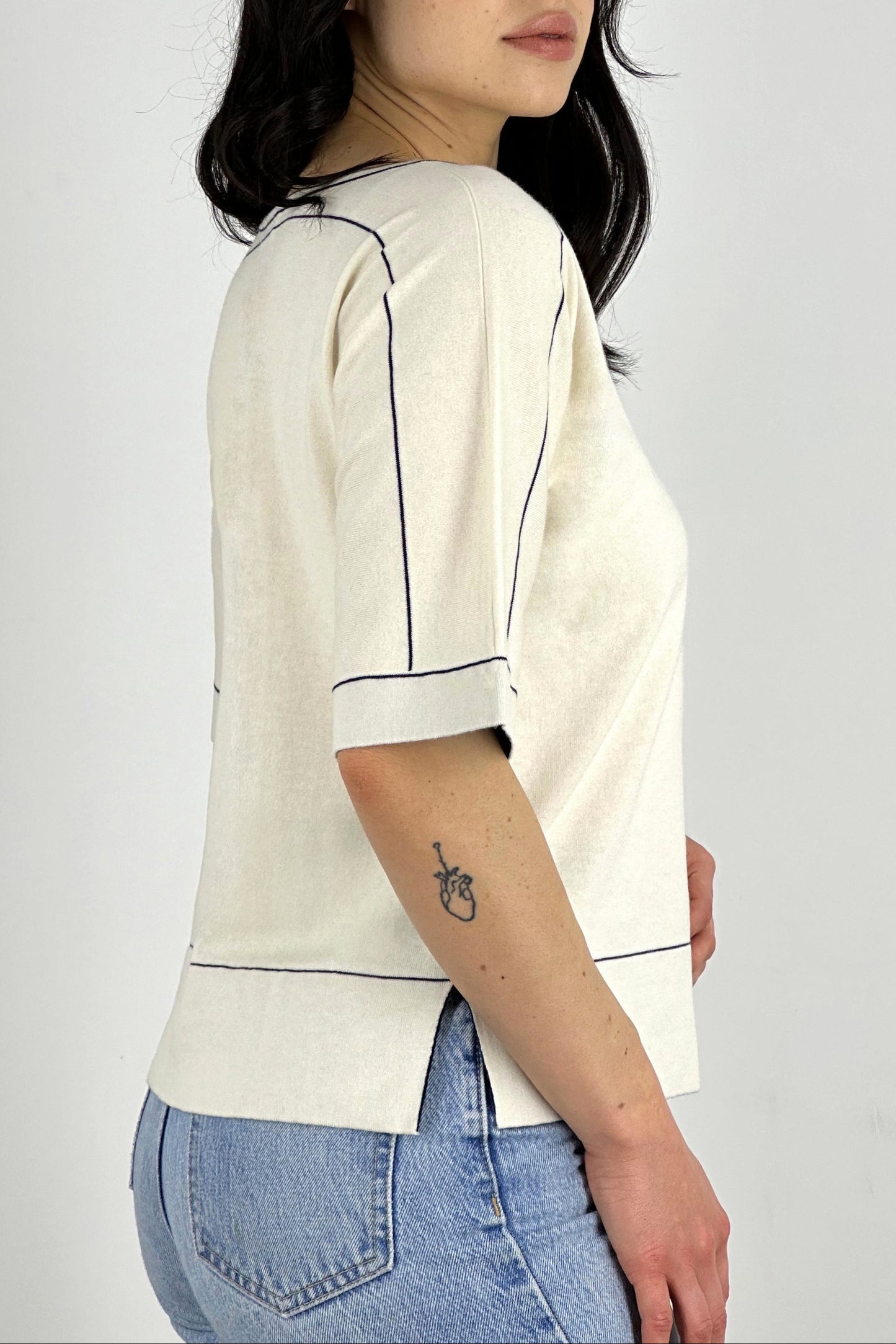 Cotton - Cashmere V-neck Kimono