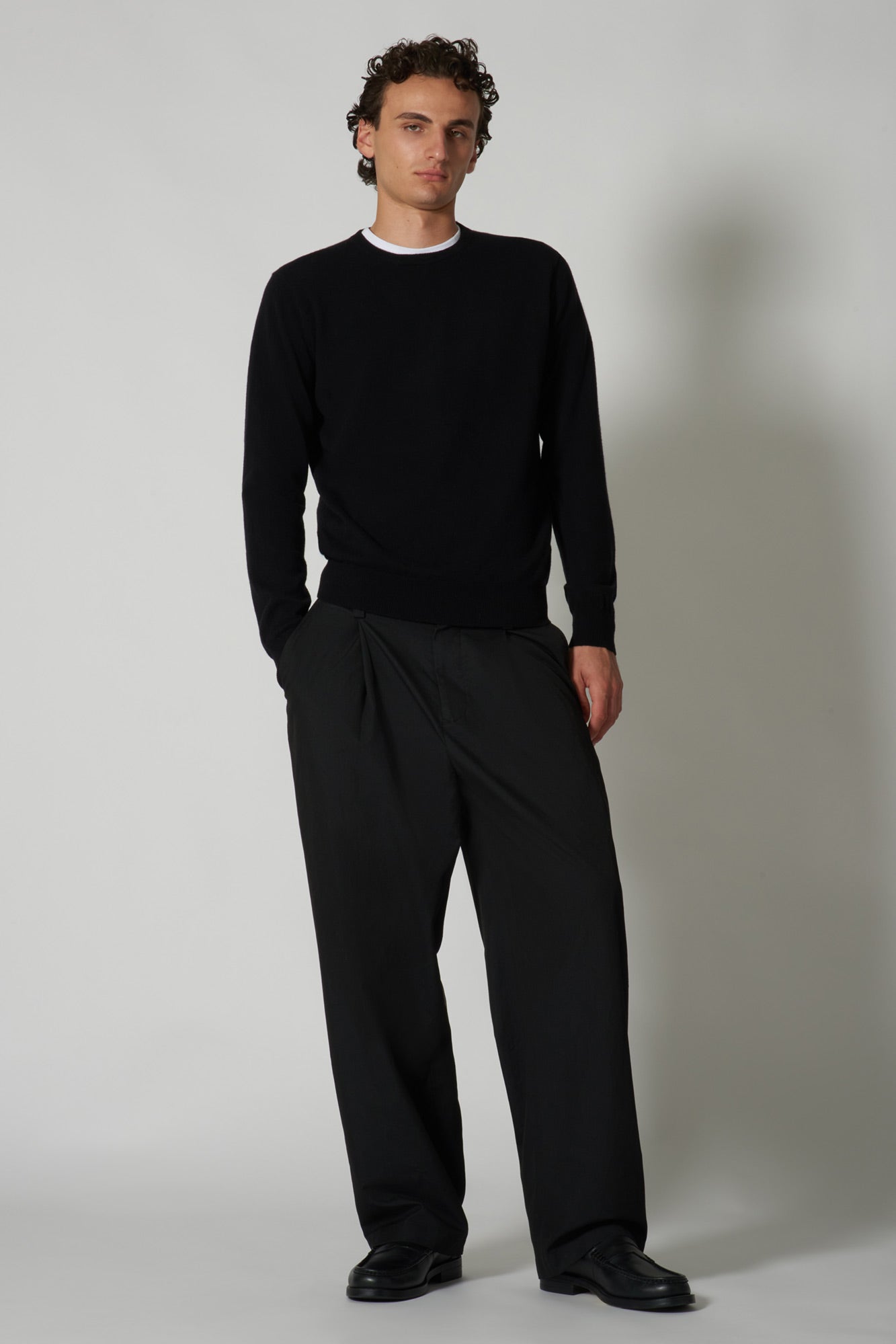 Maglia Girocollo in Puro Cashmere Nero