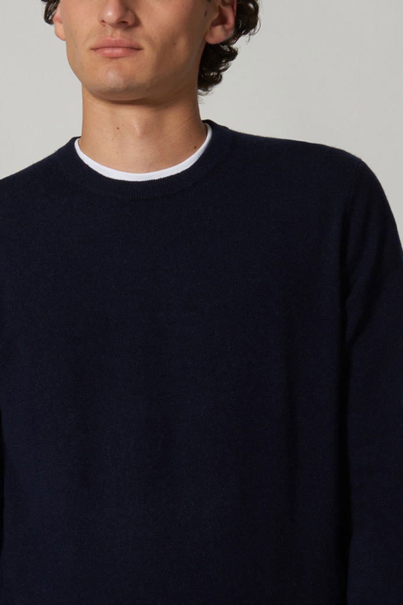 Maglia Girocollo in Puro Cashmere Navy